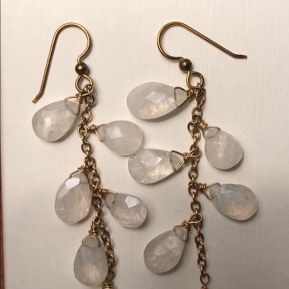 Moonstone gold filled beaded earrings - Picture 2 of 8